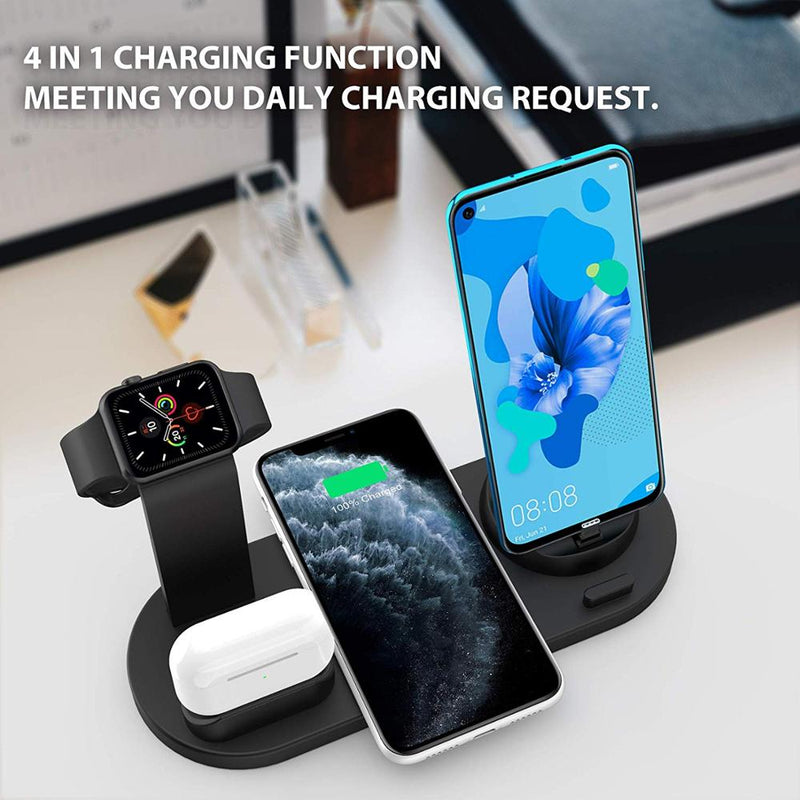 4 in 1 Wireless Qi 10W Fast Charging Stand - TurboRobot